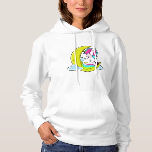 Unicorn met Clouds & Moon Hoodie (Voorkant)