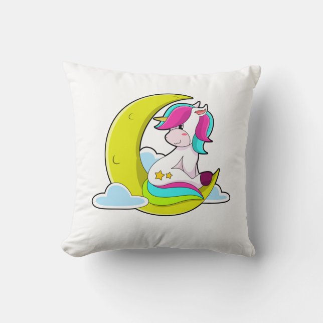 Unicorn met Clouds & Moon Kussen (Voorkant)