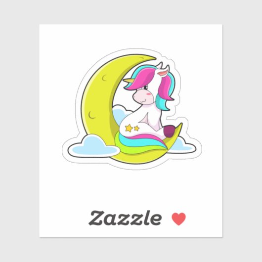 Unicorn met Clouds & Moon Sticker (Vel)