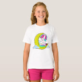 Unicorn met Clouds & Moon T-shirt (Voorkant volledig)
