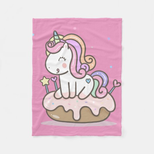 Unicorn met donut fleece deken (Voorkant)