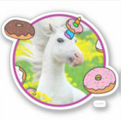 Unicorn met Donuts Sticker (Voorkant)