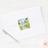 Unicorn met Donuts Vierkante Sticker (Envelop)