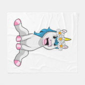 Unicorn met Flowers Daisy Fleece Deken (Voorkant (Horizontaal))