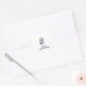 Unicorn met Flowers Daisy Ronde Sticker (Envelop)