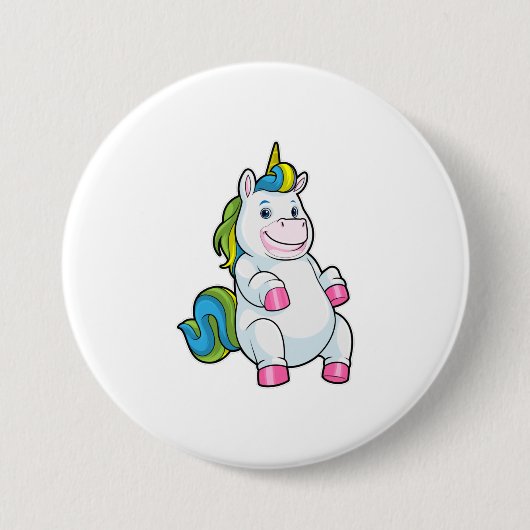 Unicorn met grote Belly Ronde Button 7,6 Cm (Voorkant)