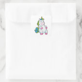 Unicorn met grote Belly Vierkante Sticker (Tas)