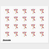 Unicorn met hart ronde sticker (Vel)