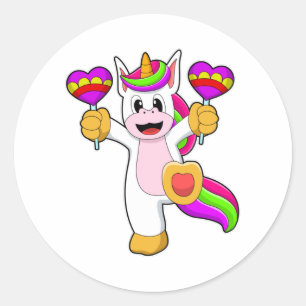 Unicorn met hart ronde sticker