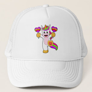 Unicorn met hart trucker pet