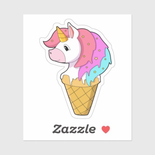 Unicorn met ijs sticker (Vel)