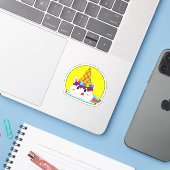 Unicorn met ijscrème sticker (Laptop met iPhone)
