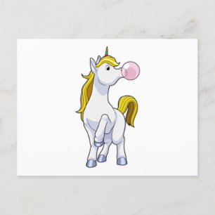 Unicorn met kauwgom briefkaart