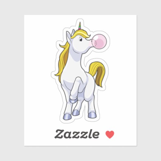 Unicorn met kauwgom sticker (Vel)
