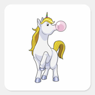 Unicorn met kauwgom vierkante sticker