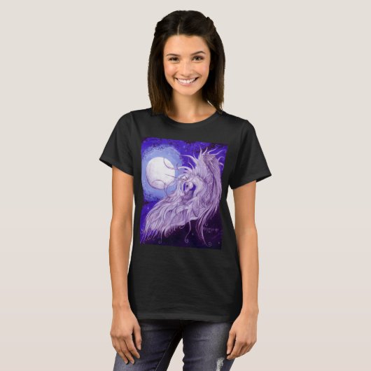 Unicorn met Moon T-shirt (Voorkant volledig)