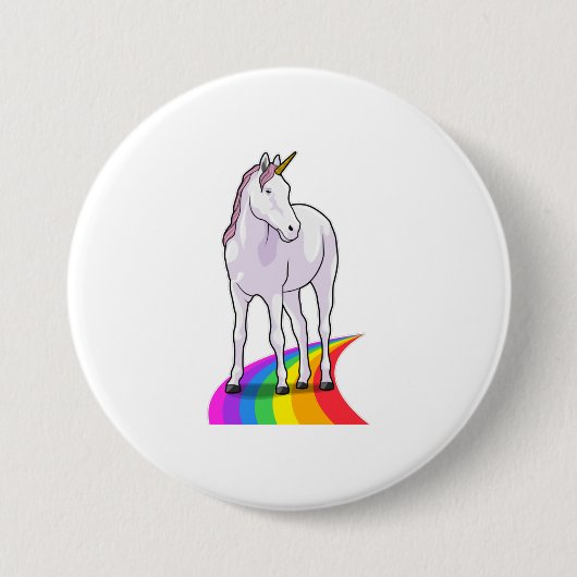 Unicorn met regenboog ronde button 7,6 cm (Voorkant)