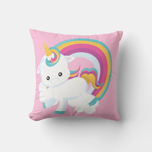 Unicorn met regenboogBaby Kussen (Voorkant)