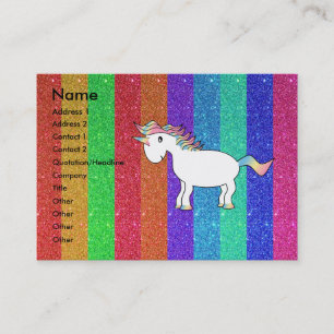 Unicorn met regenbooglitterstrepen visitekaartje