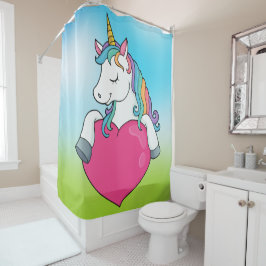Unicorn met regenboogschotelgordijn douchegordijn