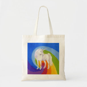 Unicorn met regenboogzak tote bag