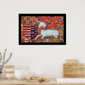 UNICORN MET RODE BLAUWE STROOMMOTIS POSTER (Keuken)