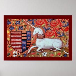 UNICORN MET RODE BLAUWE STROOMMOTIS POSTER