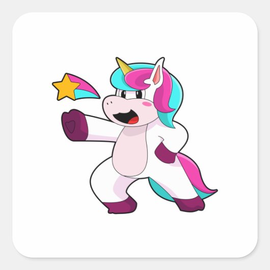 Unicorn met Star Vierkante Sticker (Voorkant)