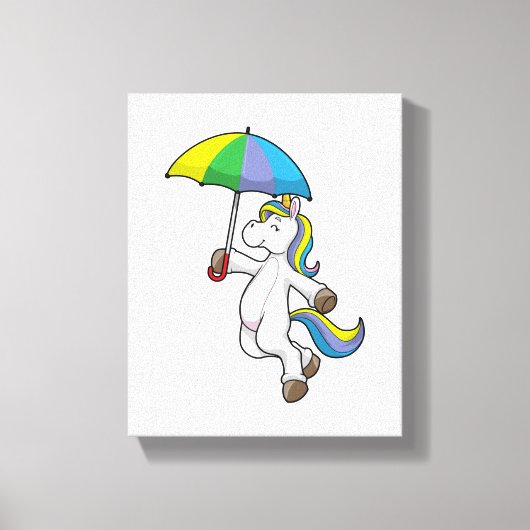 Unicorn met Umbrella Canvas Afdruk (Voorkant)