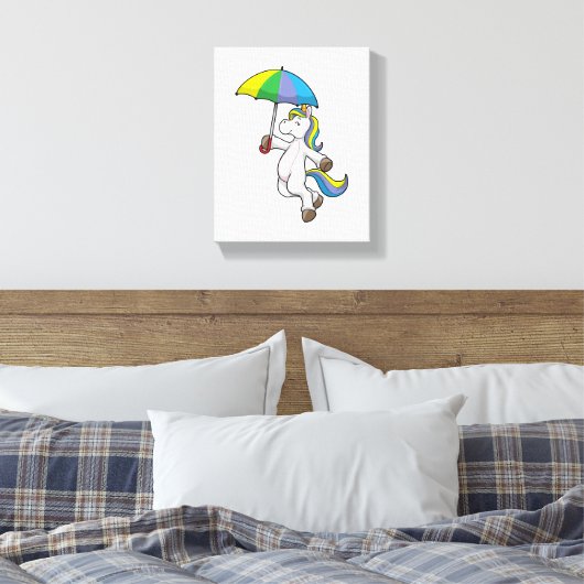 Unicorn met Umbrella Canvas Afdruk (Insitu (Slaapkamer))