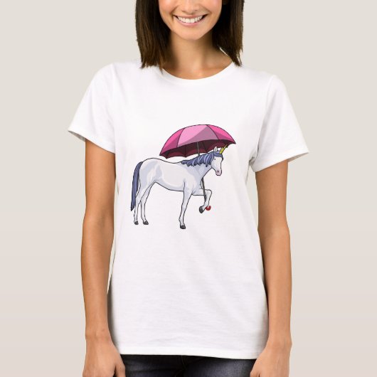 Unicorn met Umbrella T-shirt (Voorkant)