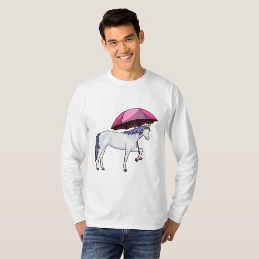 Unicorn met Umbrella T-shirt (Voorkant volledig)