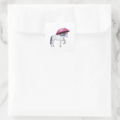Unicorn met Umbrella Vierkante Sticker (Tas)