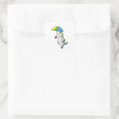 Unicorn met Umbrella Vierkante Sticker (Tas)