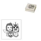  unicorn met vlinder op neus 	rubberstempel (Gestempeld)