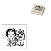  unicorn met vlinder op neus 	rubberstempel (Gestempeld)