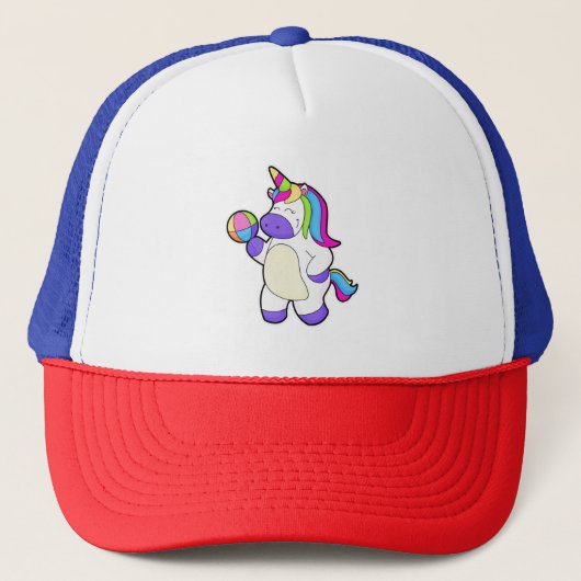 Unicorn met volleybal trucker pet (Voorkant)