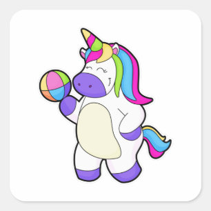 Unicorn met volleybal vierkante sticker