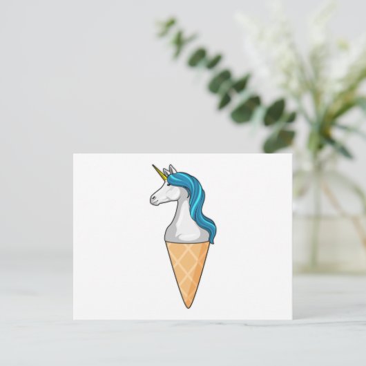Unicorn met wafelijs briefkaart (Staand voorkant)
