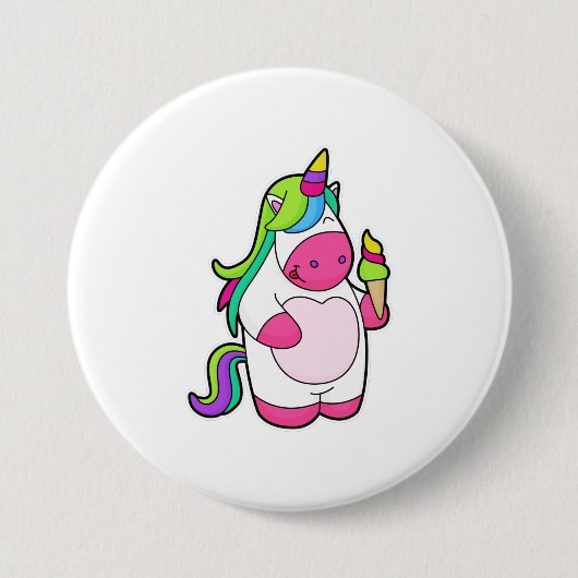 Unicorn met wafelijs ronde button 7,6 cm (Voorkant)