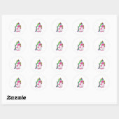 Unicorn met wafelijs ronde sticker (Vel)