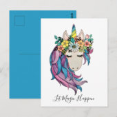 Unicorn met wilde bloemen in Waterverf Briefkaart (Voorkant / Achterkant)