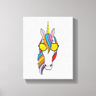 Unicorn met zonnebril canvas afdruk