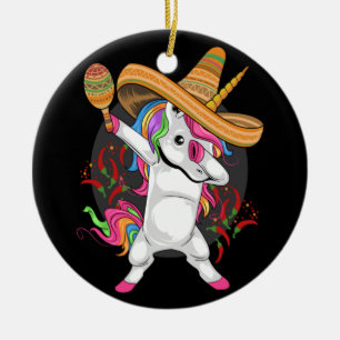 UNICORN MEXICAN PET CINCO DE MAYO KERAMISCH ORNAMENT