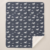 Unicorn Midnight Blue Sky Pattern Sherpa Deken (Voorkant)