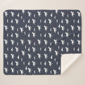 Unicorn Midnight Blue Sky Pattern Sherpa Deken (Voorkant (horizontaal))