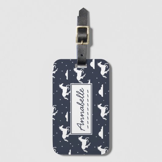 Unicorn Midnight Sky Pattern Bagagelabel (Voorkant (verticaal))