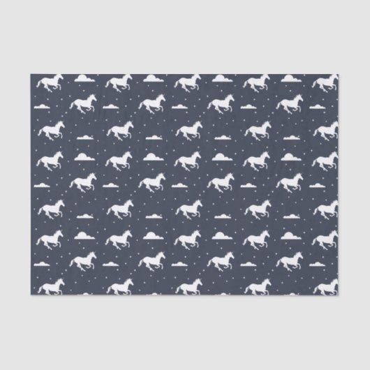 Unicorn Midnight Sky Pattern Blue Tissuepapier (Voorkant)
