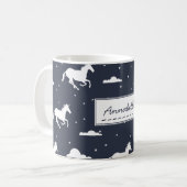 Unicorn Midnight Sky Pattern Persoonlijk Blauw Koffiemok (Voorkant links)