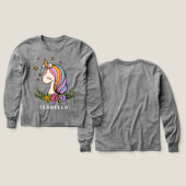Unicorn mignon Whimsical Girl Nom personnalisé (Motif recto et verso)